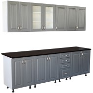 Bucatarie Zebra 260 cm din MDF Gri cu blat gros termoizolant culoare Negru Bucatarie Zebra 260 cm din MDF Gri cu blat gros termoizolant culoare Negru